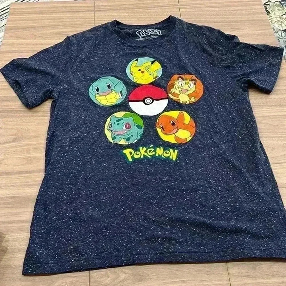 Pokémon Men's Heather Navy Original Pokémon Characters Graphic tee Shirt Medium - Picture 1 of 4